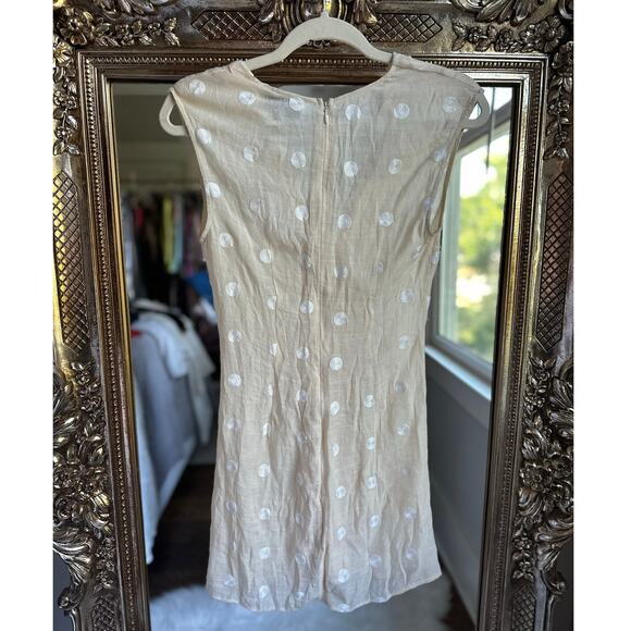 L'Academie The Lydia Mini Dress Beige and White Polka Dot XS NEW NWT! - Picture 6 of 8